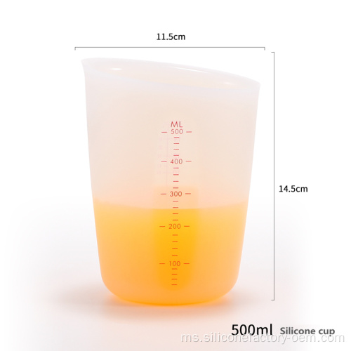 Silikon gred makanan 250ml 500ml cawan mengukur